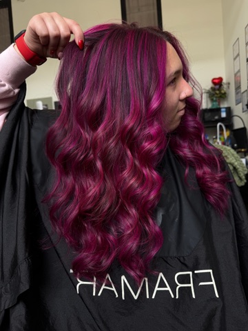 Magenta waves styled in the studio